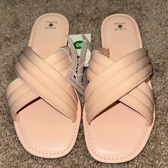 Shade & Shore Maxie Crossband Slide Sandals Size 10 Color Blush - Picture 2 of 7